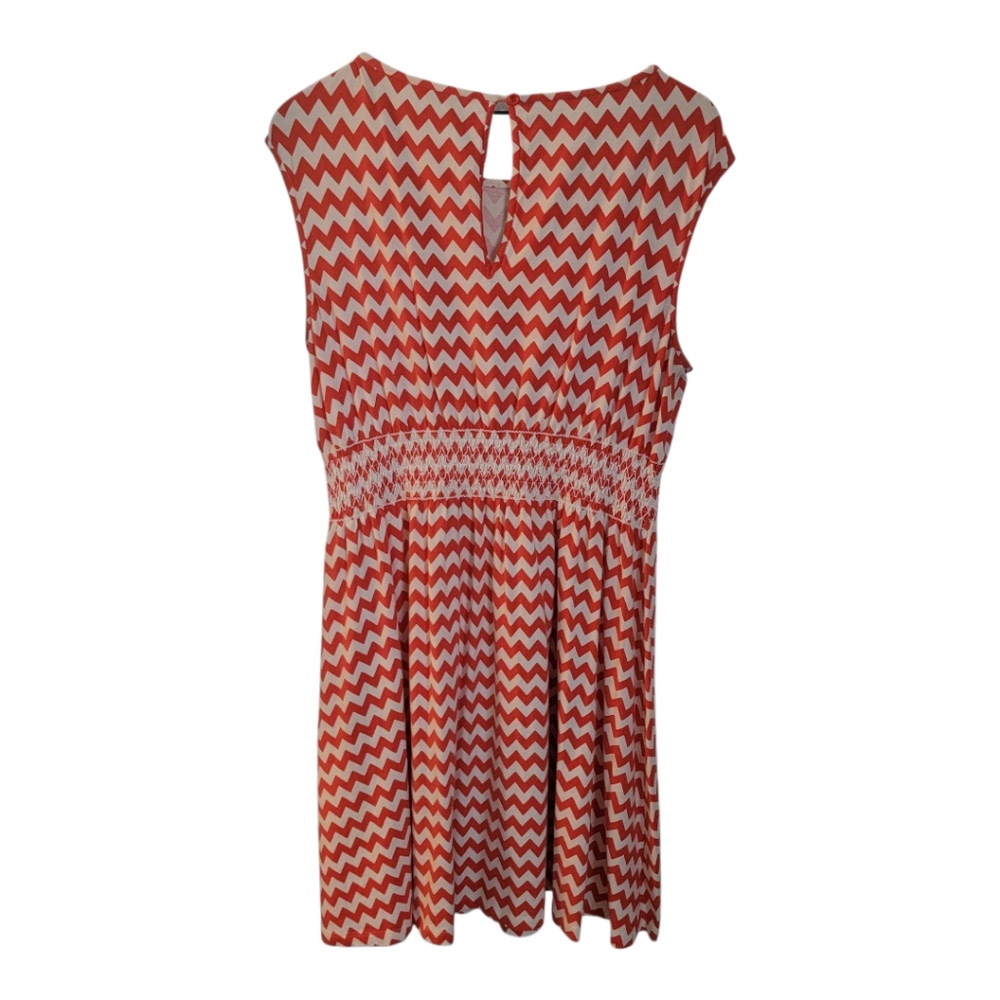 Kate Spade Leora Chevron Stretch Red White Sleeveless A-Line Dress Size L - Picture 4 of 8